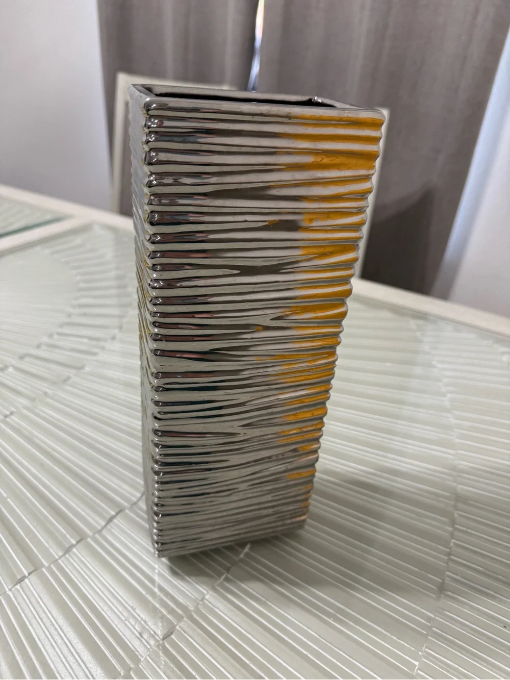 Modern Rectangular Vase in Silver